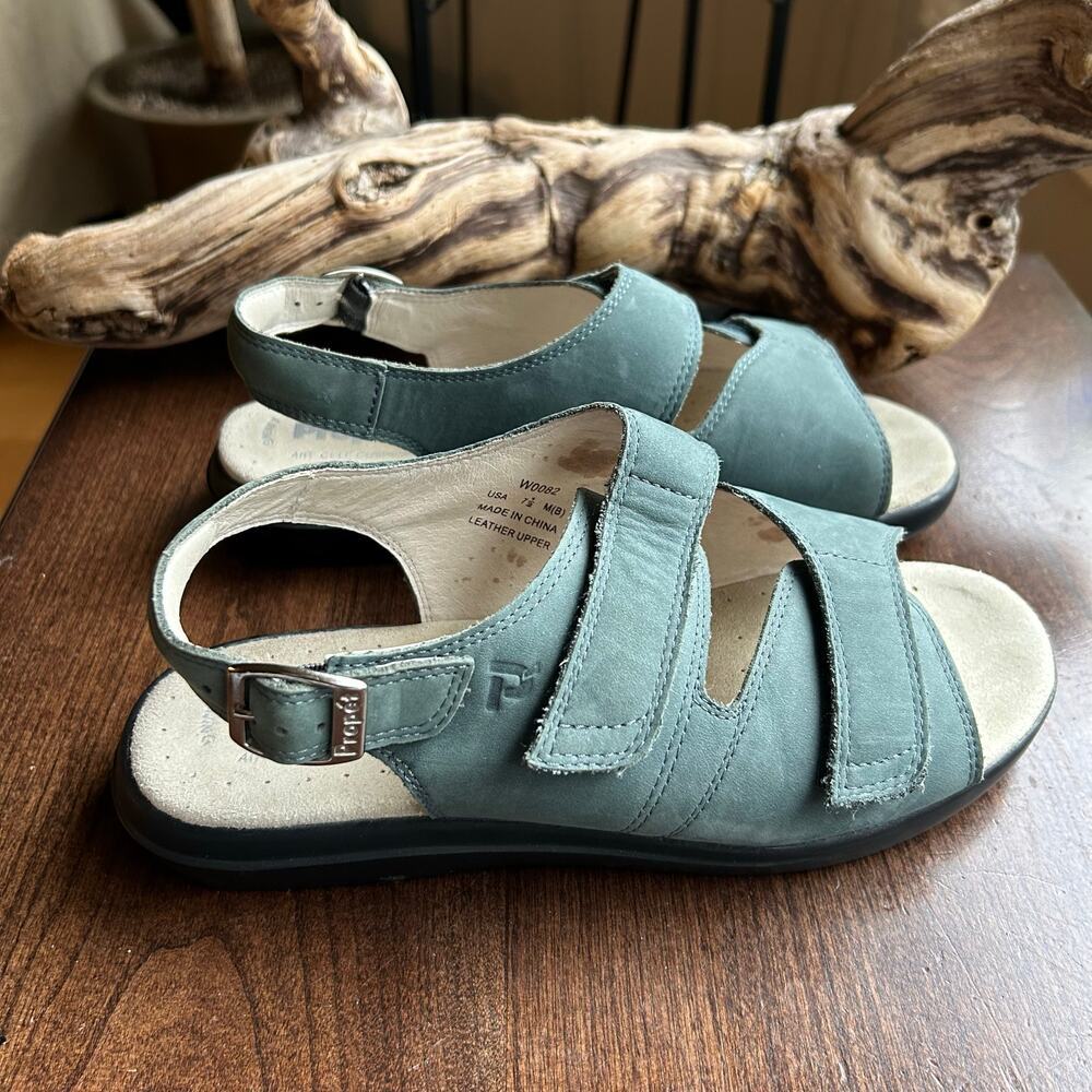 Propet Women's Teal Nubuck Slingback Sandals with Adjustable Straps